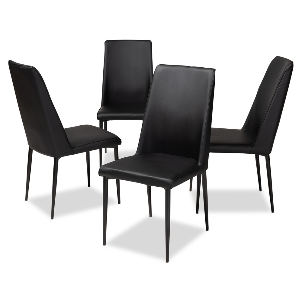 Photos - Chair Set of 4 Chandelle Modern and Contemporary Faux Leather Upholstered Dining