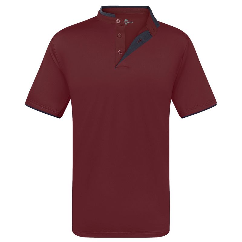 Men's Short Sleeve Henley Polo Shirt with Contrast-Trim, 1 of 7