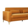 Luxury Modern 3-Seat Sofa with Gold Accents, Turn-Out Armrests & Removable Spring Cushions, 15cm Raised Legs - 2 of 4