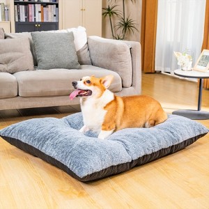 Modern Dog Bed, Soft Faux Fur Fabic Dog Crate Mat with High Density Foam for Large and Medium Dog, Dog Mattress with Anti-Slip Bottom, Gray - 1 of 4