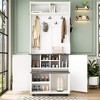 Entryway Hall Tree with Storage Bench, 76.9" Tall Entryway Bench with Coat Rack, Coat Rack with 6 Wheels Movable Bench for Living Room Hallway - 2 of 4