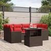 vidaXL Patio Sofa Set with Cushions and Table Outdoor 7 Piece Poly Rattan - Brown without storage - 2 of 4