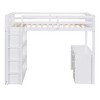 PAGED Twin Size Loft Bed with Desk, Modern Wooden Bed Frame with Open Shelves, Storage Drawer, Ladder and Guardrail for Bedroom - 4 of 4