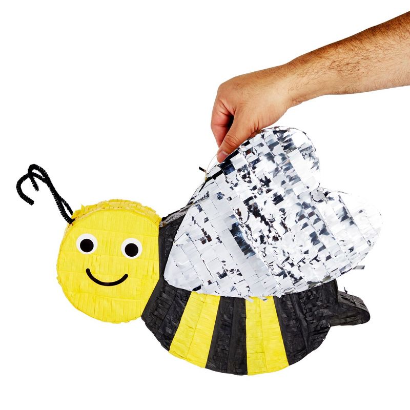 Blue Panda Bumble Bee Pinata for Baby Shower, Birthday Decorations, Gender Reveal Party Supplies (Small, 15.5 x 13 x 3 in), 3 of 9