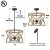 LNC Quaint 3-Light 15.5" Farmhouse Lantern Small Chandelier, Antique Bronze and Distressed White Wood - 3 of 4