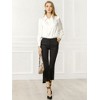 INSPIRE CHIC Women's Puff Long Sleeve Point Collar Vintage Button Work Satin Shirt - 3 of 4