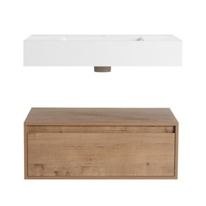 SEVOBAL Bathroom Storage Cabinets Vanity With Resin Sink Soft Close Drawer And Modern Storage for Contemporary Homes, Beige, 29.5"*18.1"*15.8" - 1 of 4