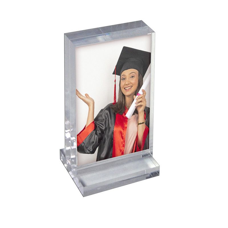 Azar Displays The Imperial Collection: Acrylic Block Frame on Acrylic Base, Vertical 5.5"W X 8.5"H, 2 of 6