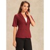 INSPIRE CHIC Women's Cotton Linen Button Office Business Short Sleeve Blazer Jacket - 3 of 4