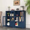 Gulches Navy Blue MDF Storage Cabinet - Glass Doors, Drawer & Open Shelves, Elegant Organizer for Bedroom & Living Room - 3 of 4