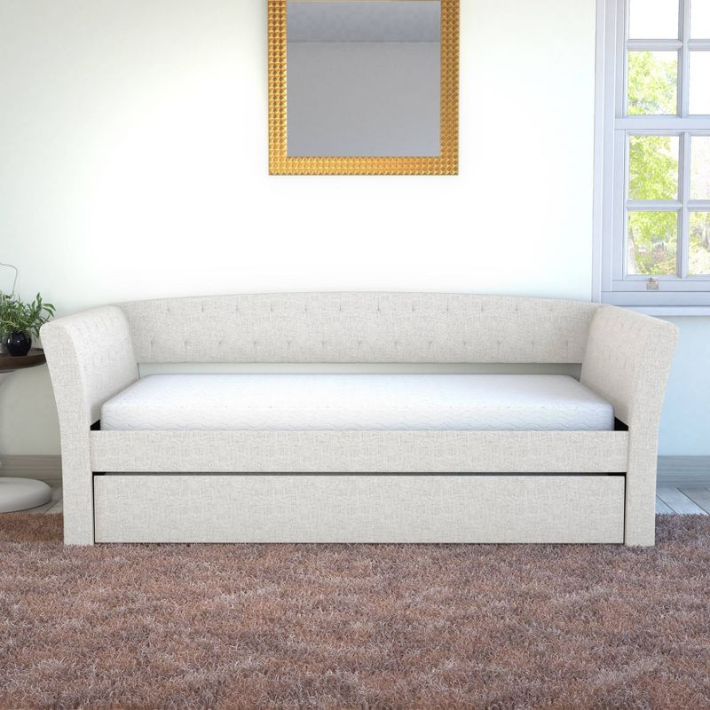 Twin Olivia Linen Upholstered Sofa Daybed with Trundle - Eco Dream, 4 of 9