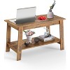 Coffee Table with Storage Shelf 2-Tier Rustic Wood Rectangular Living Room Table, Small Modern Coffee Table for Apartment Office, Easy Assembly - 2 of 4