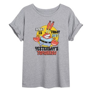 Women's - SpongeBob SquarePants - What Is Today Yesterdays Tomorrow Oversized Graphic T-Shirt - 1 of 4