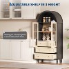 70" Tall Arched Storage Display Cabinet, Kitchen Pantry Cabinet with LED Lights, Adjustable Shelf, 3 Drawers and Tempered Glass Doors - 3 of 4
