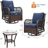 Clearance, Outdoor Porch Chairs with Table, 3-Piece Wicker Glider Rocking Swivel Set, Patio Furniture with Thick Cushions - 2 of 4