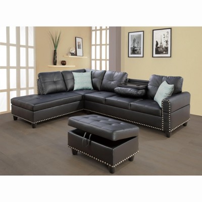 NicBex Couches for Living Room 98" Left Hand Facing Sofa Couches Modern Comfy Upholstered Sofa with Chaise and Storage Ottoma