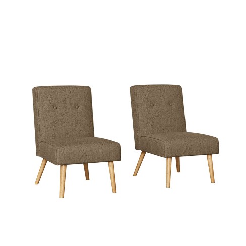 Set Of 2 Webster Button Tufted Armless Chair Herringbone Mocha Brown Handy Living Target