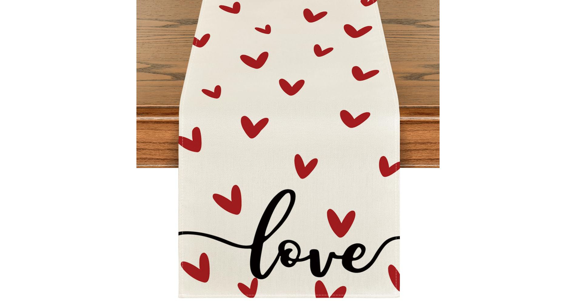 White Love Valentine's Table Runner, Seasonal Anniversary Kitchen Dining Table Decoration