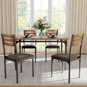 5 Piece Dining Table Set, Industrial Style Kitchen Table Set for 4, Dining Table and Chairs with Rectangular Table & 4 Chairs - 1 of 4