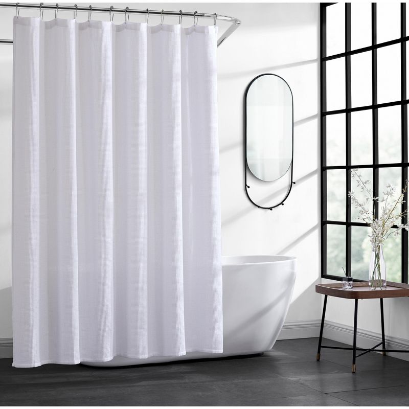 Kenneth Cole New York Waffle Shower Curtain-70" X 72"-White, 2 of 7
