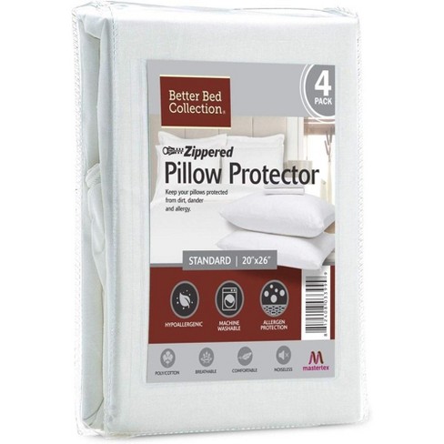 Better Bed Collection Zipped Poly/cotton Pillow Protectors - 4 Pack ...