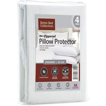 Better Bed Collection Zipped Poly/Cotton PIllow Protectors - 4 Pack White