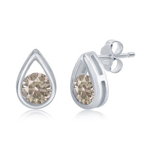 Simona Sterling Silver Birthstone Pear-shaped Studs - 1 of 2