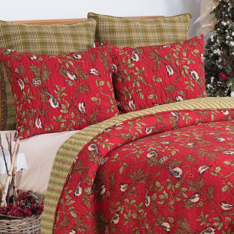 C&F Home Chickadee Red Cotton Quilt Set  - Reversible and Machine Washable, 3 of 7