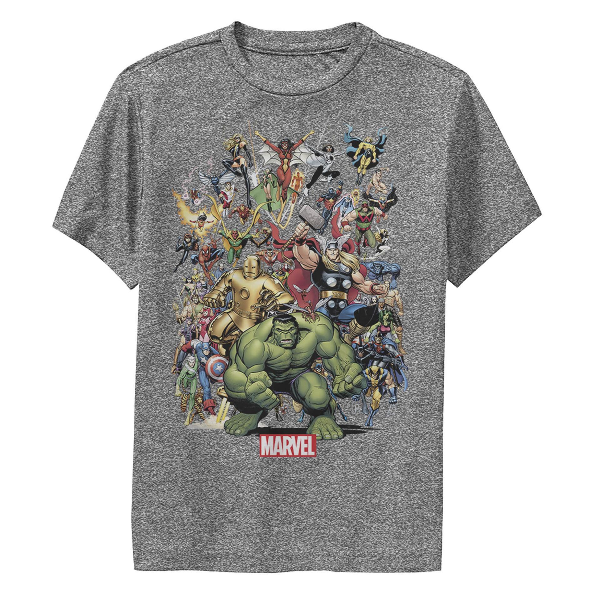 Boy's Marvel Assemble Comics Team  Performance Tee - Charcoal Heather - Medium