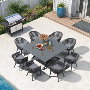 PURPLE LEAF Outdoor Dining Set with Patio Aluminium Dining Table and Wicker Rattan Chairs Modern Furniture Cushions Sets for Backyard - 1 of 4