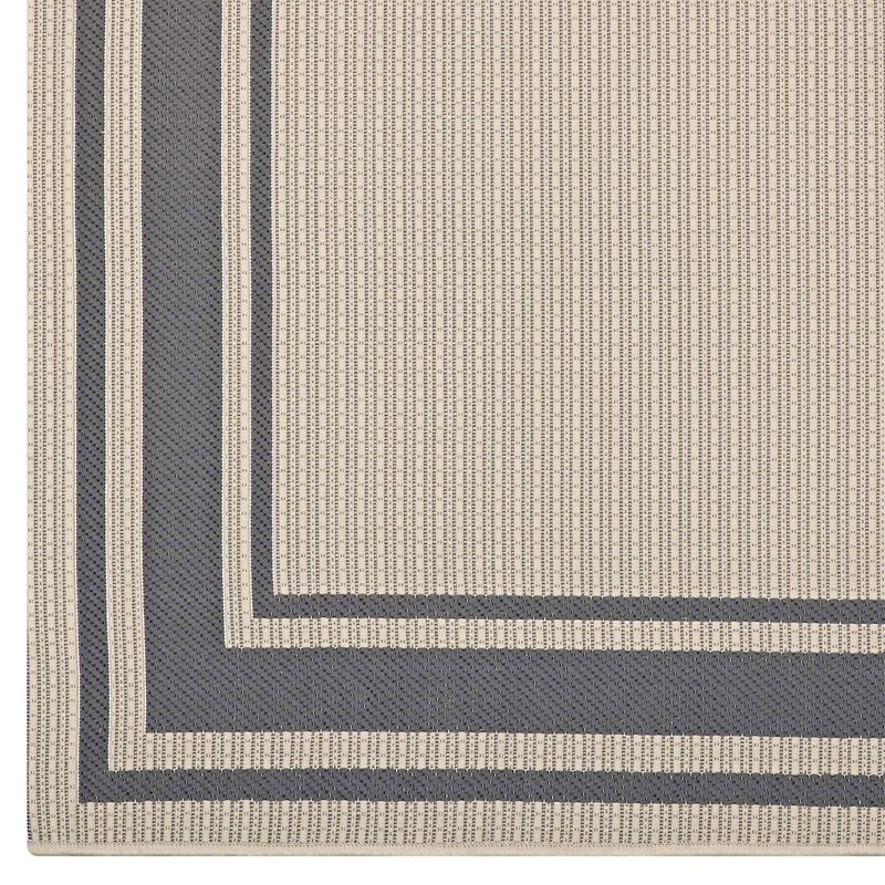 Modway Rim Solid Border 5 x 8 Foot Indoor and Outdoor Accent Area Rug for Kitchen, Bedroom, Play Room, Living Room, and Dining Rooms, Gray and Beige, 2 of 7