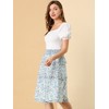 Allegra K Women's Floral Print Smocked Elastic Waist Midi Flowy Tiered Ruffle Skirt - 4 of 4