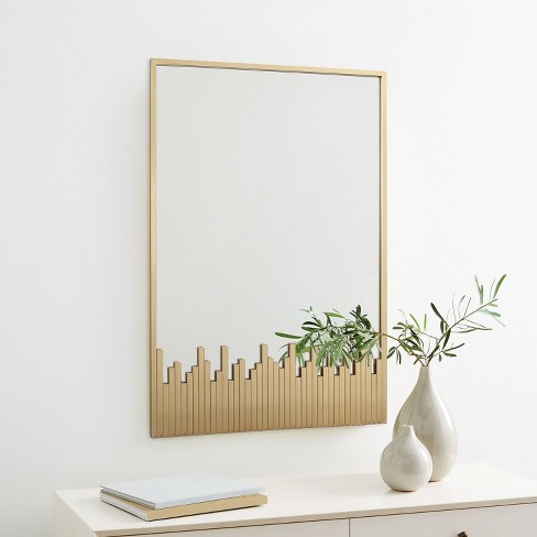 Luxenhome Cityscape Gold Metal Frame Rectangular Wall Mirror : Target