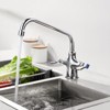 WOWOW Double Handle Deck Mount Commercial Standard Kitchen Faucet with 10 in. Swivel Spout and Supply Lines in Polished Chrome - 2 of 4