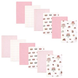 Hudson Baby Infant Girl Cotton Flannel Burp Cloths Bundle, Sweet Bakery, One Size - 1 of 4