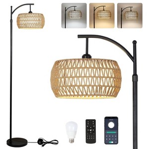 KTMBDW Dimmable Floor Lamp, LED Edison Bulb Included, Arc Floor Lamps for Living Room Modern Standing Lamp with Linen Shade for Bedroom Office - 1 of 4