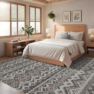 Washable Vintage Boho Striped Area Rug - Non-Slip Non-Shedding Stain Resistant Low Pile Soft Carpet for Living Room Bedroom Home Office - 1 of 4