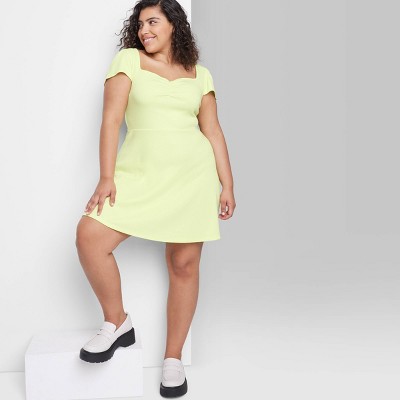 Plus size 2024 yellow skater dress