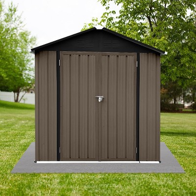 Acekool 4x6 FT Galvanized Steel Garden Shed with Water-Resistant Sloped Roof, Secure Windowless Outdoor Storage for Backyard and Patio
