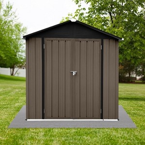 Acekool 4x6 FT Galvanized Steel Garden Shed with Water-Resistant Sloped Roof, Secure Windowless Outdoor Storage for Backyard and Patio - 1 of 4