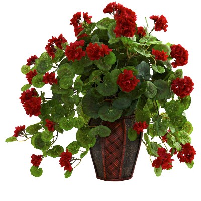 Nearly Natural Geranium with Decorative Planter
