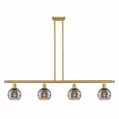 Rochester - 4 Light Stem Hung Island In Industrial Style-8.38 Inches Tall and 48 Inches Wide