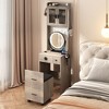 KTMBDW Vanity Desk with Mirror and LED Lights, Makeup Table with Charging Station and drawers and Storage Shelves for Small Space, Bedroom - 3 of 4