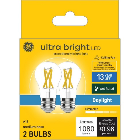 GE 2pk 100W Ultra Bright A15 LED Ceiling Fan Light Bulbs Daylight - image 1 of 4