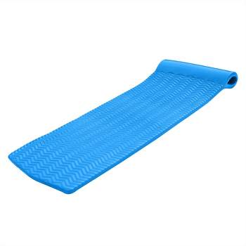 TRC Recreation Serenity 1.5" Thick Vinyl Coated Foam Pool Lounger Swim Float Mat with Roll Pillow for Head and Neck Support