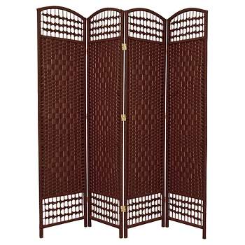 5 1/2 ft. Tall Fiber Weave Room Divider - Dark Red (4 Panels)