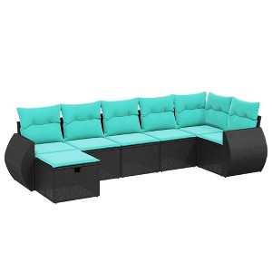 vidaXL 8 Piece Patio Sofa Set with Cushions Poly Rattan - 1 of 4