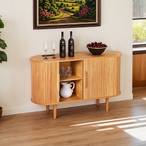 VANIRROR 47.2''x 21'' Storage Accent Cabinet, Fluted Sideboard Buffet Cabinet with Storage, Console Table with Sliding Doors for Living Room, Kitchen - 1 of 4