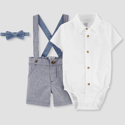 baby boy white suspender outfit