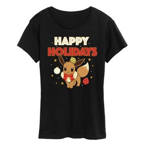 Women's - Pokémon - Happy Holidays Evee Short Sleeve Graphic T-Shirt - 1 of 4